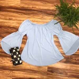 NWOT Off the shoulder light blue top